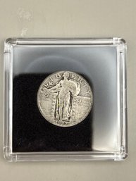 1927 Standing Liberty Silver Quarter In Plastic Case