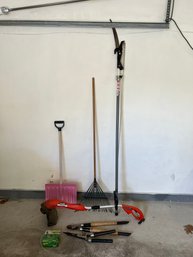 Yard Tool Lot Including Fiskars Pole Saw