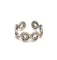Vintage Swirl Ornate Cuff Ring, Size 2