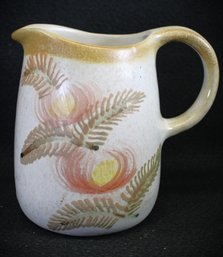 Vintage Hand Painted Ballantyne Chatham Potters Studio Stoneware Fall Flower Pitcher - Made In The U. S. A.