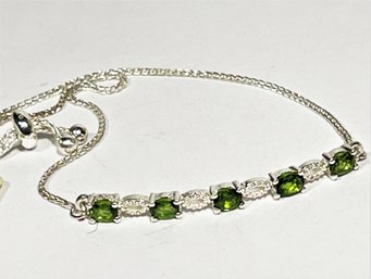 Fine Modern Sterling Silver Never Worn Peridot Gemstone Bracelet