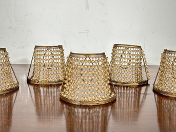 A Set Of 12 Glamorous Beaded Sconce Shaded