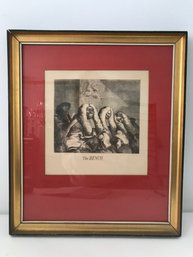 Three Antique Framed Prints Of The Courts Bench, Elections & The South Sea Bubble