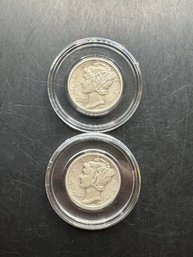 2 Mercury Dimes 1944, 1944-S