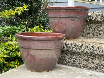 Pair Of Purple Stoneware Planters