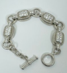 BEAUTIFUL JUDITH RIPKA STERLING SILVER WHITE CUBIC ZIRCONIA LINK BRACELET