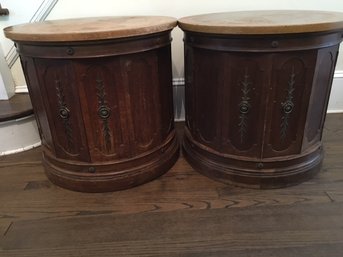 A Pair Of Vintage End Tables With Storage (AS IS)