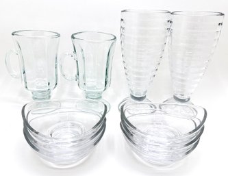 2 Sundae Glasses, 2 Irish Coffee Glasses & Set 6 Small Glass Bowls