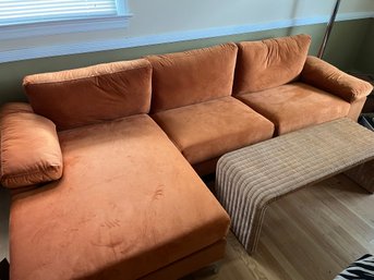 RETRO MCM NEW ORANGE COUCH AND BAMBOO COFFEE TABLE (bought For My Daughter 4 College But Did Not Attend Covid)