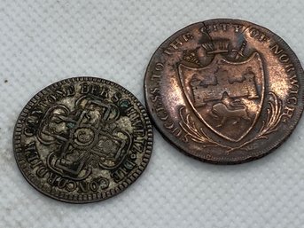 1792 BRITISH LARGE HALF PENNY And 1828 SWISS CANTON COIN
