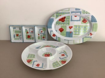 Melamine Ware Appetizer Party Platters Set Of 3