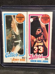 1980 Topps Larry Bird & Kareem Abdul-Jabbar Rebounding Leaders Cards - K