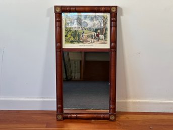 A Vintage Trumeau Mirror With A Currier & Ives Print, Summer In The Country