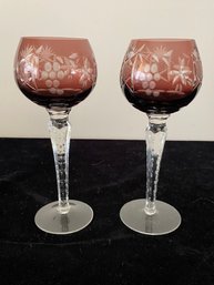 2 Piece Vintage Amethyst Wine Glass