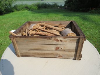 Wood Crate NECS Co. 1947 Filled With Wood Sticks