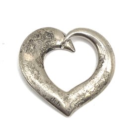 Vintage Sterling Silver Laurel Elliot DVB 'Maman Je T'aime' Heart Pendant