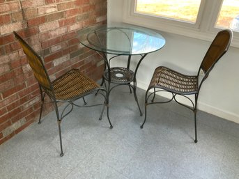 Wrought Iron And Bamboo Bistro Set