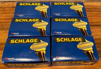 NEW! Set Of Six Schlage Plymouth Style Bright Brass Hall And Closet Door Knob Sets