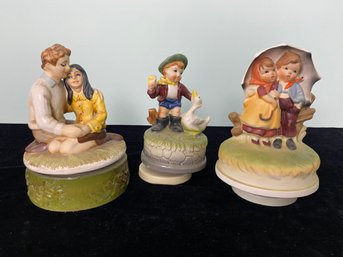 Set Of 3 Music Box Figurines