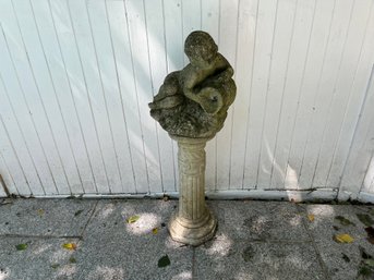 Cement Statue On Pedestal