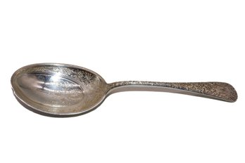 Antique Sterling Silver Serving Spoon Hallmarked With Intricate Design - 103 Grams