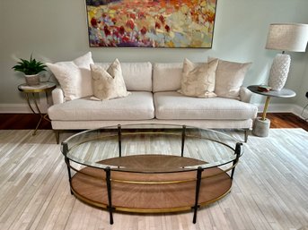 A Beautiful Glass, Brass & Metal Two Tier Coffee Table