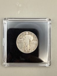 1925 Standing Liberty Silver Quarter In Plastic Case