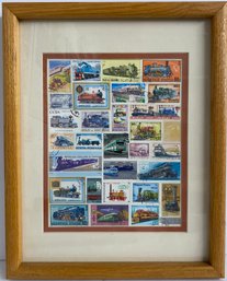 Framed Worldwide Train Stamps #1