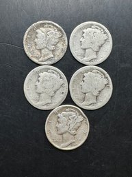 5 Mercury Dimes Miscellaneous Dates