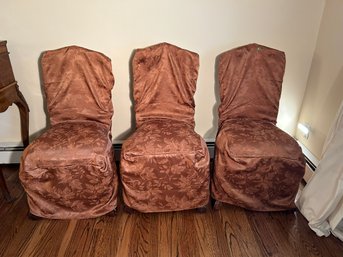 Set Of 4 Relaxed Satin Damask Slipcovers - Chairs Not Included.