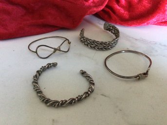 Lot Of 4 Silver Bracelets