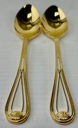 Gold Plated And Enamel Hanseat Demitasse Spoons (2)