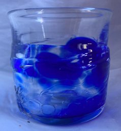 Unique And Very Cool Blue Art Drinking Glass - Signed Bulls Bridge Glassworks