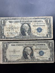 2 $1 Silver Certificates 1935-G, 1935-E