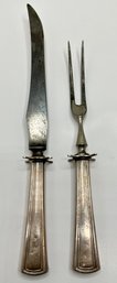 Antique Monogrammed Carving Set With Sterling Silver Handles: Knife & 2 Prong Fork