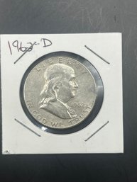 1962-D Benjamin Franklin Silver Half Dollar