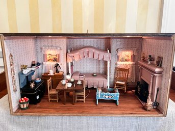 Vintage Electrified Shadowbox/doll House W/furniture