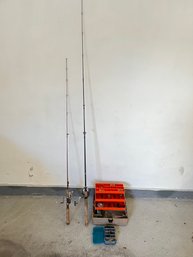 Pair Of Fishing Poles And Tackelbox