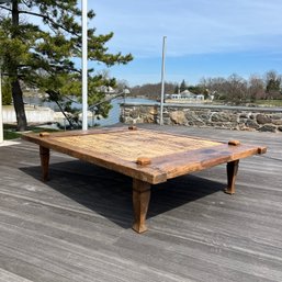 A Monumental  Antique Thai Teak And Bamboo Weaving Table - Loc B