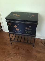 Floral Wood Chest On Iron Legs