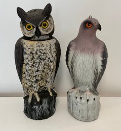 Owl With Rotating Head & Hawk Decoy