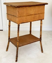 A 1920's Rattan Side Table With Storage Lid