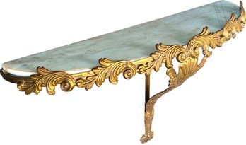 An Elegant Marble And Bronze Filigree Wall Shelf