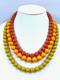 Trio Of Vintage Beaded Necklaces W/ Muted Tones