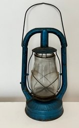 Vintage Dietz Tall Monarch Lantern With Clear Globe ~ Blue ~