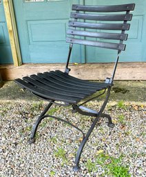 A French Slatted Metal Garden Folding Chair