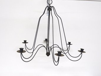A Mid-century Colonial Revival Wrought Iron Candle Chandelier