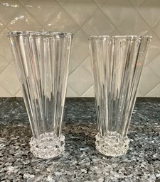 Pair Of ROSENTHAL Crystal Vases With Fluted Design