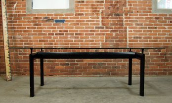 Vintage Le Corbusier Lc6 Glass & Black Lacquered Steel Dining Table