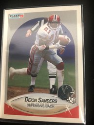 Deion Sanders Football Card 1990 Fleer #382 Atlanta Falcons Rookie Card